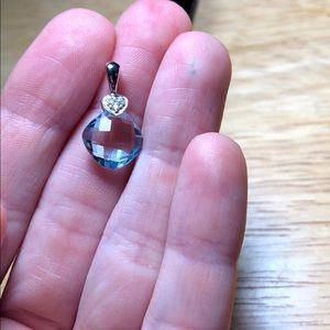 Aquamarine Pendant / Charm Diamonds 10K White Gold